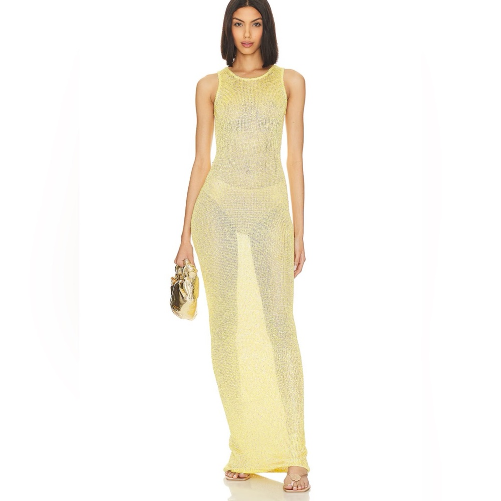 Asta Resort Yellow Sheer knit Maxi Dress